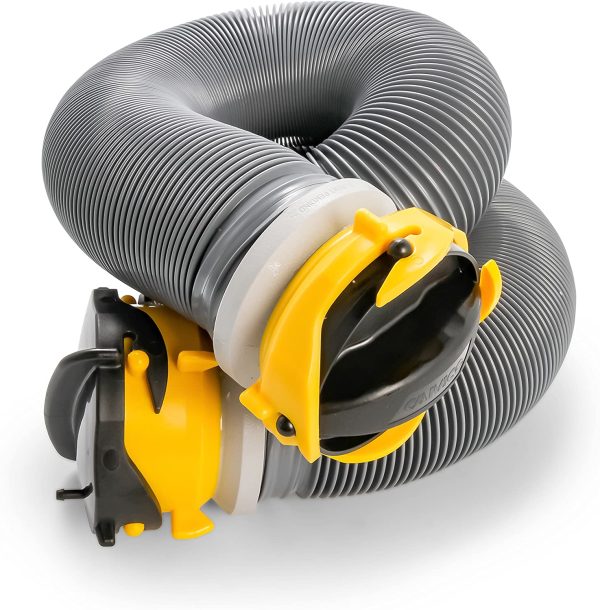 39665 Deluxe 10' Sewer Hose Extension - Heavy Duty Design with Swivel Fittings, Easy to Use and Compresses for Simple Storage, Storage Caps Included , Gray - Image 2