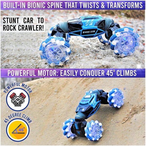 Transforming Monster Truck Toy - 1:16 Giant RC Monster Truck Transforming Into Stunt Car - Large Monster Truck Toys - 4WD Rock Climber with 360?? Rotation ?C Hand-Sensing Monster Trucks for Boys, Girls - Image 3