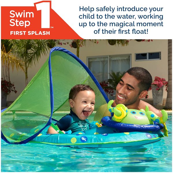 SwimWays Inflatable Baby Spring Octopus Pool Float Activity Center with Canopy - Image 8