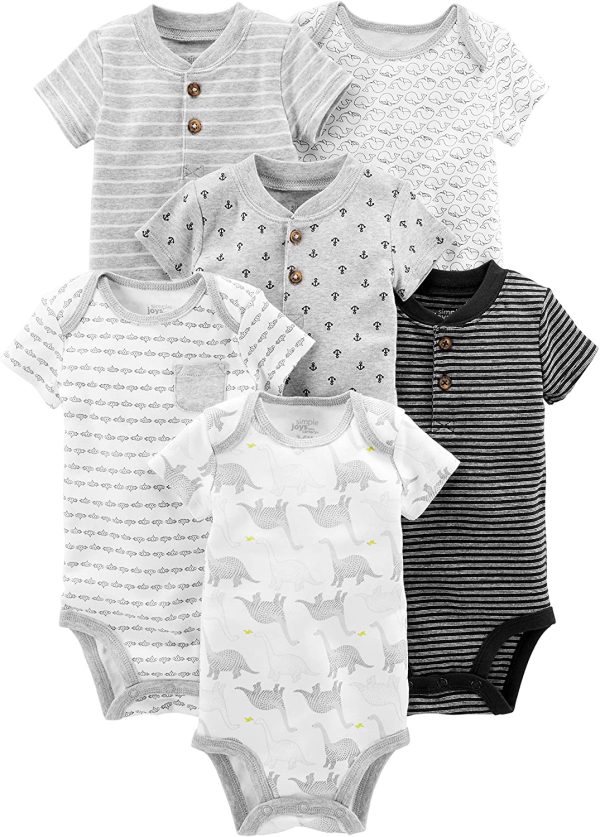 Simple Joys by Carter's Boys' 6-Pack Short-Sleeve Bodysuit - Image 3