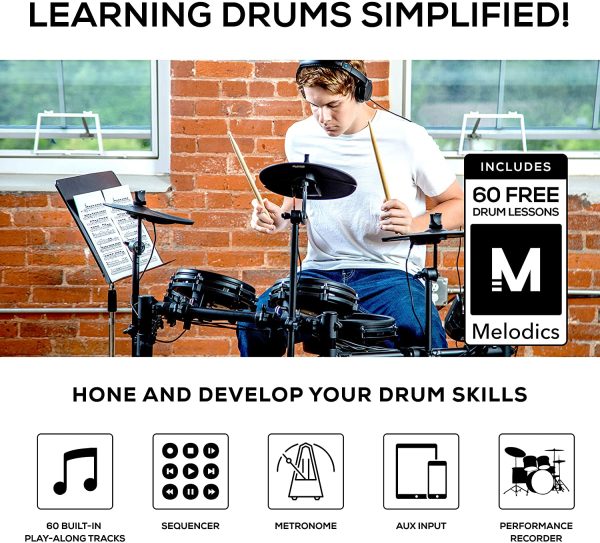 Alesis Drums Nitro Mesh Kit Bundle - Ten Piece Mesh Electric Drum Set With 385 Electronic Drum Kit Sounds and Solid  Rack - Image 5