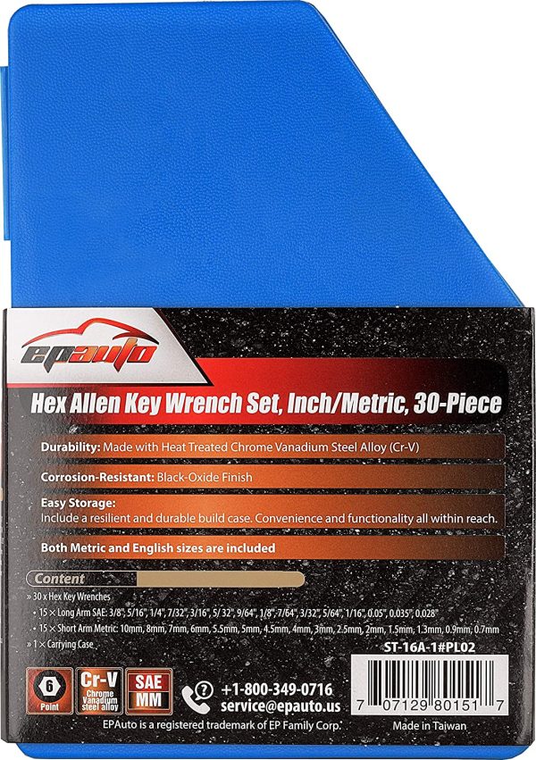 Allen Wrench Hex Key Set, 30-Piece, (0.028-3/8 inch,0.7-10mm) - Image 7