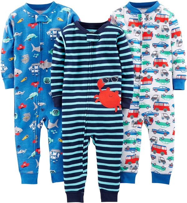 Simple Joys by Carter's baby-boys 3-pack Snug-fit Footless Cotton Pajamas Pajama Set