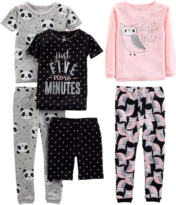 Simple Joys by Carter's Baby-Girls 6-Piece Snug Fit Cotton Pajama Set - Image 2