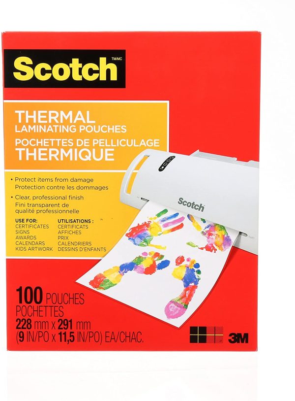 Thermal Laminating Sheets, 9" x 11.5", 3-Mil Thick, 100 Laminating Pouches