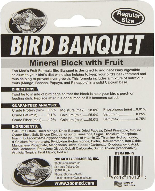 Zoo Med Laboratories BZMBBFS Bird Banquet Fruit Mineral Block, Small