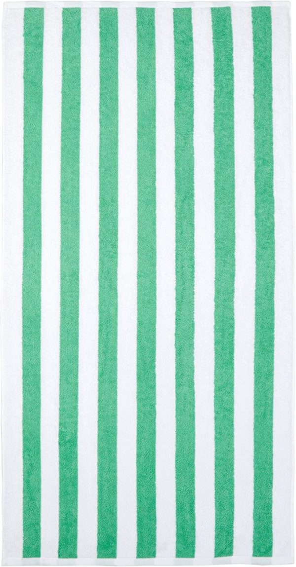 Amazon Basics Cabana Stripe Beach Towel - Pack of 2, Green - Image 3