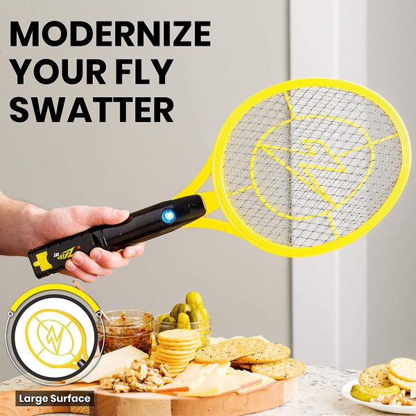 Zap It! Bug Zapper Rechargeable Fly Zapper Racket, Electric Fly Swatter, Mosquito Zapper, 4,000 Volt, USB Charging Cable, 2 Pack - Image 7