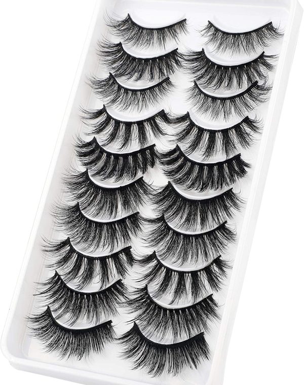 JIMIRE 10 Styles Mixed False Eyelashes Natural Fluffy False Lashes 3D Volume Lashes Pack