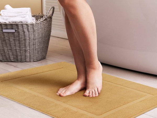 Utopia Towels - Cotton Banded Bath Mats, 2-Pack - [Not a Bathroom Rug] - 21 x 34 Inches, 100% Ring Spun Cotton - Highly Absorbent and Machine Washable Shower Bathroom Floor Towel (Beige) - Image 3