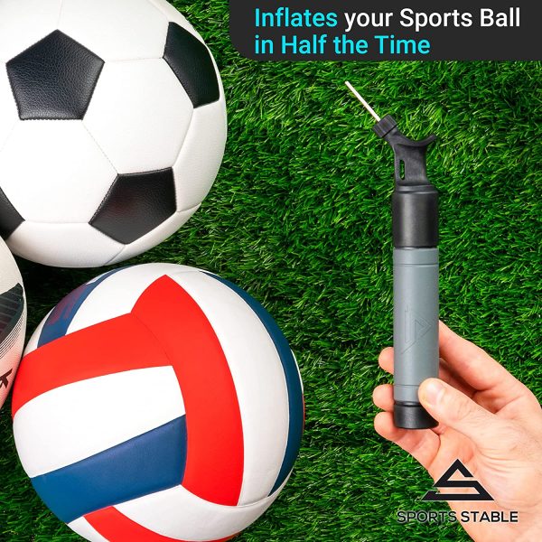 Sports Stable Ball Pump with 5 Needles Dual-Action Air Pump for Your Basketball, Football, Soccer Ball, Volleyball and Other Inflatable Balls - Image 4