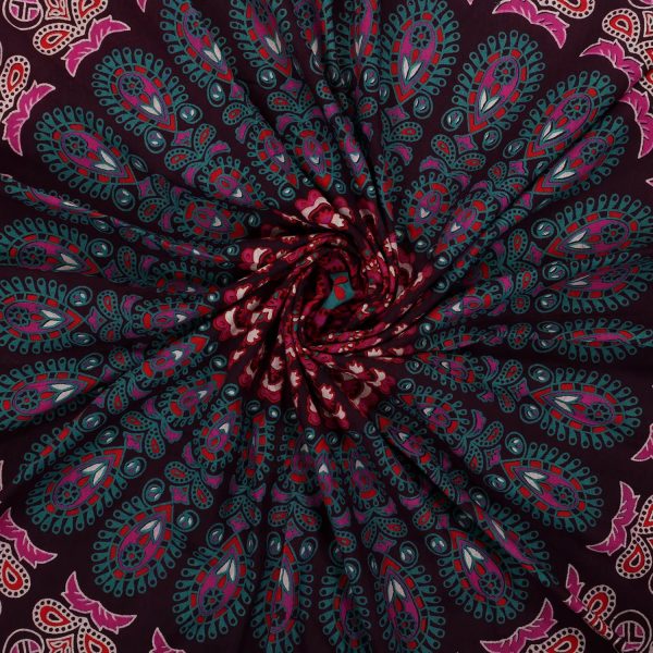 Bless International Indian Hippie Bohemian Psychedelic Peacock Mandala Wall Hanging Bedding Tapestry (Purple Pink, Roundie 40") - Image 3