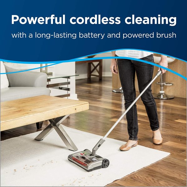 BISSELL - Cordless Sweeper - PerfectSweep Turbo - Rechargeable 7.2 V Battery Runs for 60 Minutes with Powered Brush roll and Easy Empty Dirt Cup for in-Between cleanings - Silver