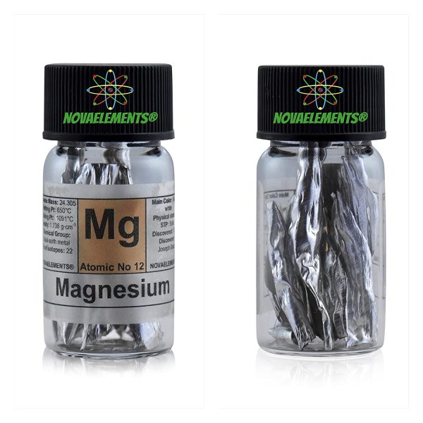 Magnesium Metal Element 12 Sample Mg, Pure Shiny Flakes 99,99% Fulfilled Labeled Glass Vial - Image 3