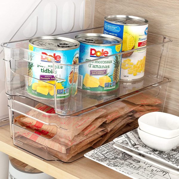 JINAMART (Set of ) Refrigerator Organizer Bins Narrow Stackable Fridge Organizers for Freezer Kitchen Pantry Countertops Cabinets Clear Plastic Storage Containers ( PCS)