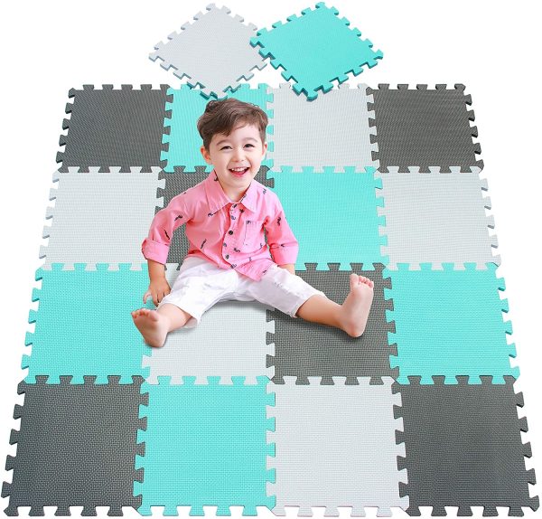 meiqicool Kid's Puzzle Exercise Play Mat with EVA Foam Interlocking Puzzle Solid Foam Play Mat for Baby- 18 Tiles Puzzle Floor Play Mat with Shapes & Colors 11.8"x 11.8" 010812 - Image 3