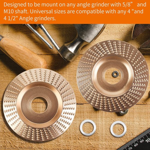 Pomsare Upgraded 3PCS Wood Carving Disc Set for 4" or 4 1/2" Angle Grinder with 5/8" Arbor, Grinding Wheel Shaping Disc for Wood Cutting, Grinder Cutting Wheel Attachments - Image 5