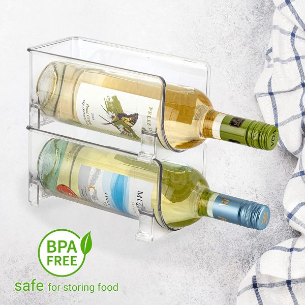 (Set of 1) Wine Bottle Organizer Stackable Clear Plastic Wine Rack Holder for Fridge Pantry Countertop Kitchen Table Top Free-Standing Storage for Wine Bottles (1 PCS) - Image 2