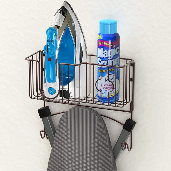 SimpleHouseware Ironing Board Basket Holder Storage Over The Door/Wall Mount, - Image 2