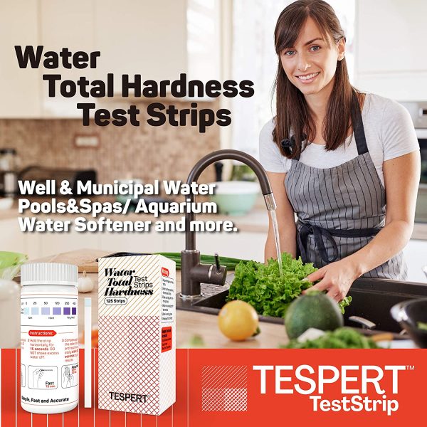 TESPERT Water Hardness Test Strips, 125 Strips, Simple and Accurate Test Kit for Water Softener Water Filtration Systems Pools Spa Laundry Dishwashers Industrial Processes and More - Image 6