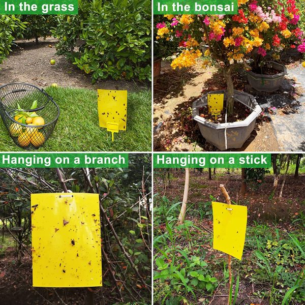 Yellow Sticky Traps, 8x6 Inch, Dual-Sided, 20 Sheets with Twist Ties and Plastic Holders, for Capture Insects Like Flies, Gnats - Image 5