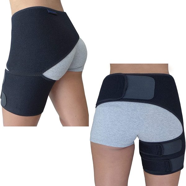 Hip Brace - Groin Compression Wrap for Thigh Hamstring Hip Arthritis Bursitis - Sciatica Pain Relief Brace - Hip Flexor Brace - Hip Stabilizer Brace for Women Men - Hip Support Brace Spica for Pull Injury - Sciatic Nerve Brace Si Brace Si Joint Belt - Image 3