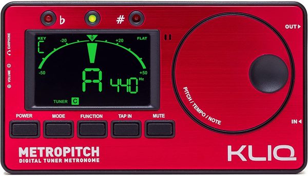 KLIQ MetroPitch - Metronome Tuner for All Instruments - with Guitar, Bass, Violin, Ukulele, and Chromatic Tuning Modes - Tone Generator - Carrying Pouch Included, Red - Image 4