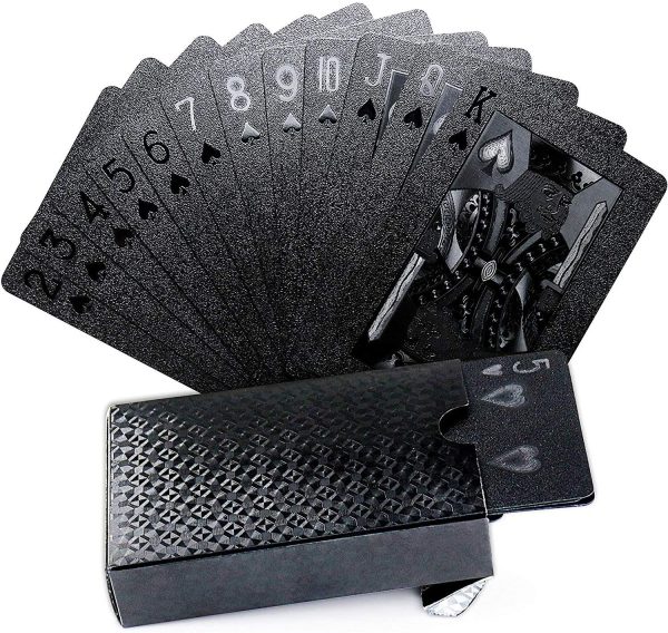 Joyoldelf Cool Black Foil Poker Playing Cards, Waterproof Deck of Cards with Gift Box, Use for Party and Game - Image 6