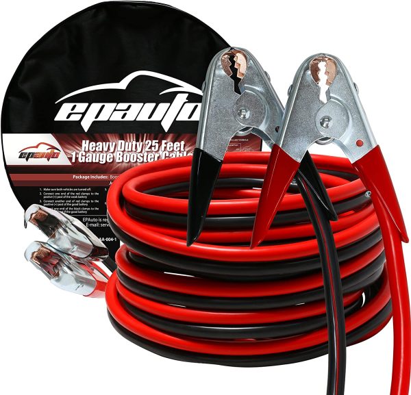 1 Gauge x 25 Ft. 800A Heavy Duty Booster Jumper Cable with Carry Bag And Safety Gloves