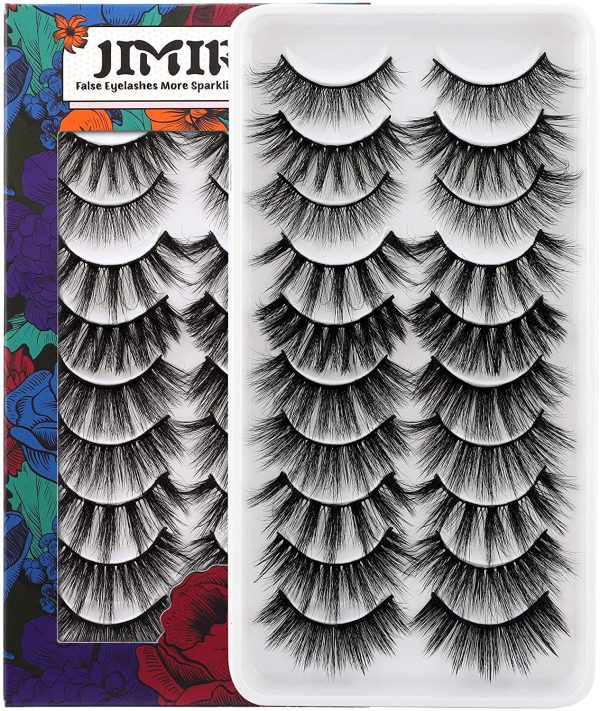 JIMIRE 10 Styles Mixed False Eyelashes Natural Fluffy False Lashes 3D Volume Lashes Pack - Image 6