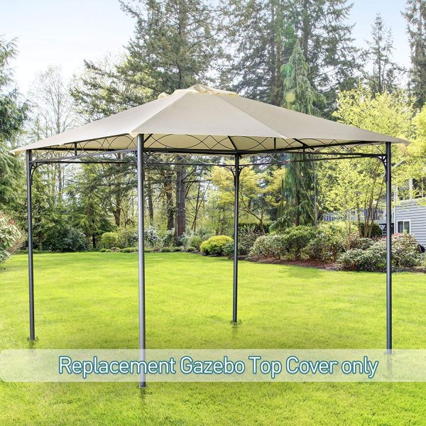 Outsunny 10' x 10' Square Gazebo Canopy Replacement UV Protected Top Cover Sun Shade Beige - Image 5