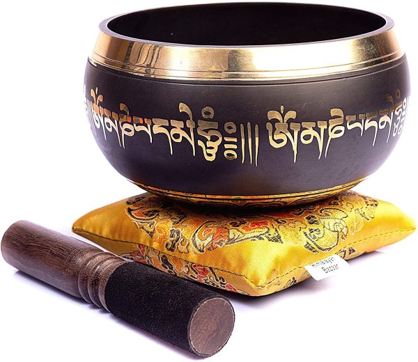 Tibetan Singing Bowl Set - Very Easy To Play Authentic Handcrafted For Meditation Sound Chakra Healing By Himalayan Bazaar - Image 5