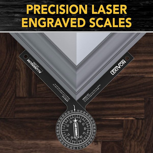 Aluminum Miter Saw Protractor | 7-Inch Rust Proof Angle Finder Featuring Precision Laser Engraved Scales (LX-230) - Image 8