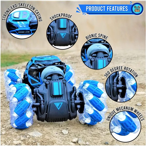 Transforming Monster Truck Toy - 1:16 Giant RC Monster Truck Transforming Into Stunt Car - Large Monster Truck Toys - 4WD Rock Climber with 360?? Rotation ?C Hand-Sensing Monster Trucks for Boys, Girls - Image 6