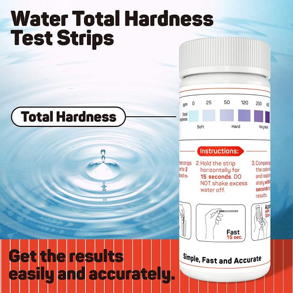 TESPERT Water Hardness Test Strips, 125 Strips, Simple and Accurate Test Kit for Water Softener Water Filtration Systems Pools Spa Laundry Dishwashers Industrial Processes and More - Image 2