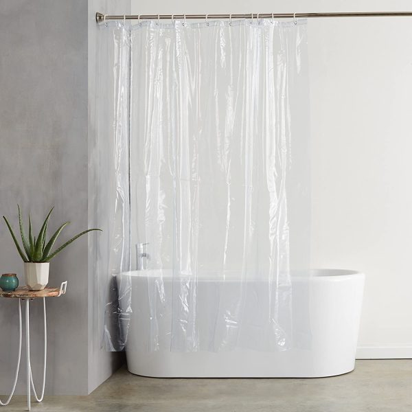 AmazonBasics Heavyweight  Shower Curtain Liner with Hooks - 72 x 72 Inches, Clear - Image 6