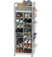 SimpleHouseware Shoe Storage Shelf Entryway Organizer w/ Hanging Bags, Grey