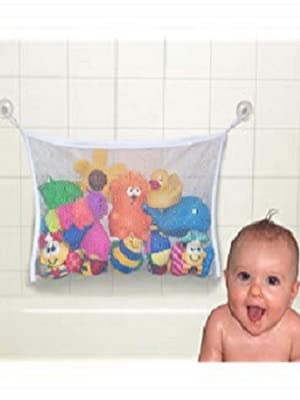 Bath Tub Toy Bag, Jolly Jumper, mesh toy bag with suction cups, mesh bag attaches to wall, mesh bath