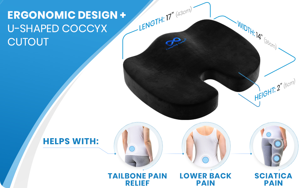 Office chair cushion targets back, tailbone, and sciatica pain