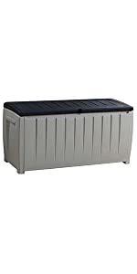 Keter Novel 90 gallon deck box garden bench outdoor storage patio seating box