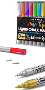 Fine tip Kassa chalk markers neon colors gold silver chalkboard thin pens for blackboard and glass