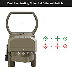 Feyachi 1x33mm Reflex Sight - Dark Earth Tan Scope Sight Both Red and Green & 4 Reticals