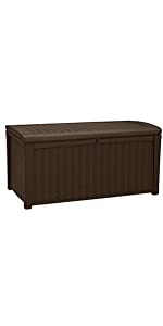 Keter Borneo 110 Gallon deck box garden bench outdoor storage patio seating box