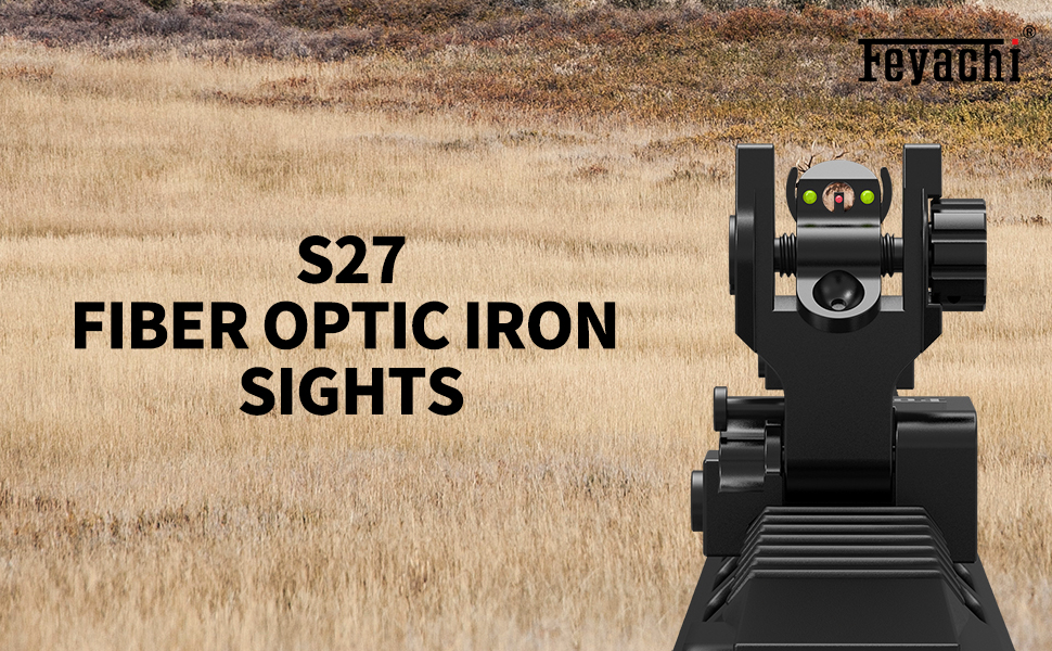 Iron Sights Flip Up Front and Rear Sites with Red and Green Dot Picatinny Backup Sight Set 