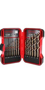 15 piece 5% cobalt drill bits set for iron and stainless steel