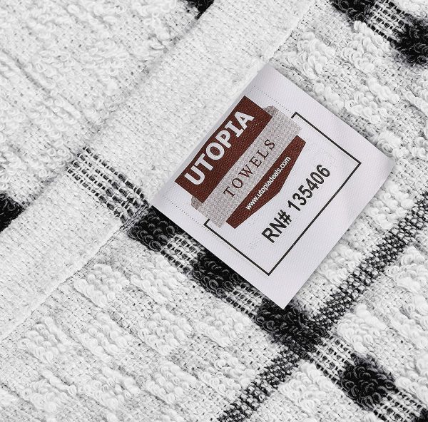 Utopia Towels - Kitchen Towels, 12-Pack - 15 x 25 Inches, Dobby Weave Kitchen Towels - 100% Ring Spun Cotton Super Soft and Absorbent Dish Towels, Tea Towels and Bar Towels (Black) - Image 4