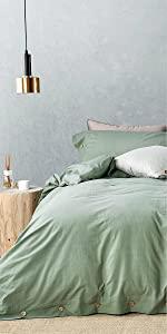 JELLYMONI 100% Washed Cotton Duvet Cover Set