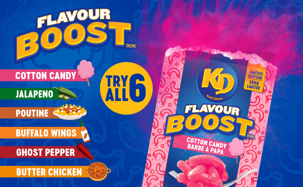 KD Flavour Boost Cotton Candy Jalape?o Poutine Buffalo Wings Ghost Pepper Butter Chicken