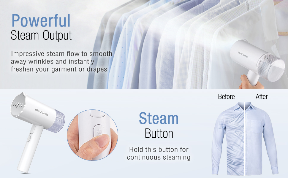 hold the steam button for powerful steam output