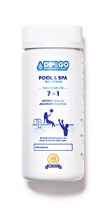 a picture of dip and go 7-in-1 pool test strips, water test kit, hot tub test strips.